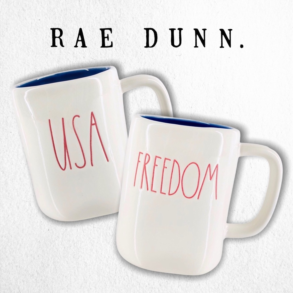 RAE DUNN Patriotic USA Freedom Mug Bundle Lot x 2